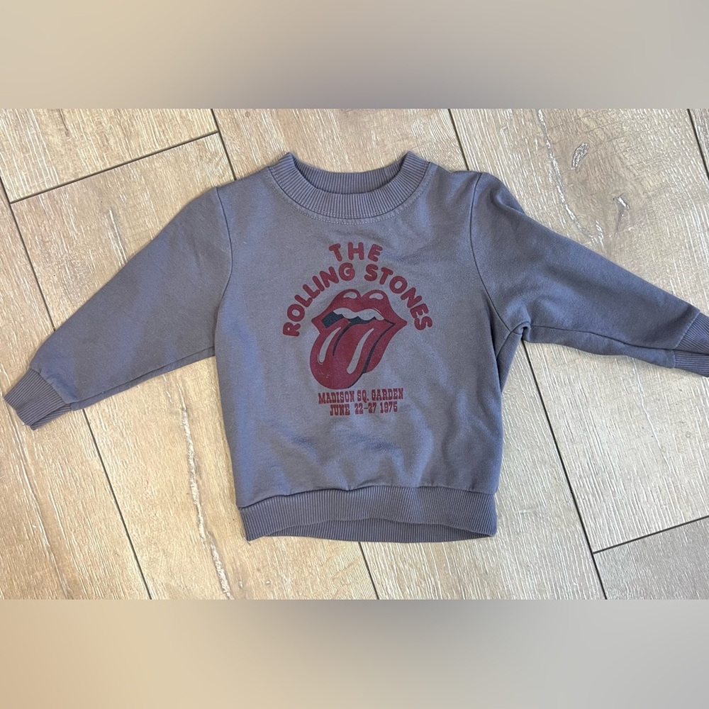 🔥3/$18🔥 Boys 18 month sweater. The Rolling Stones Gray Sweatshirt Iconic Logo